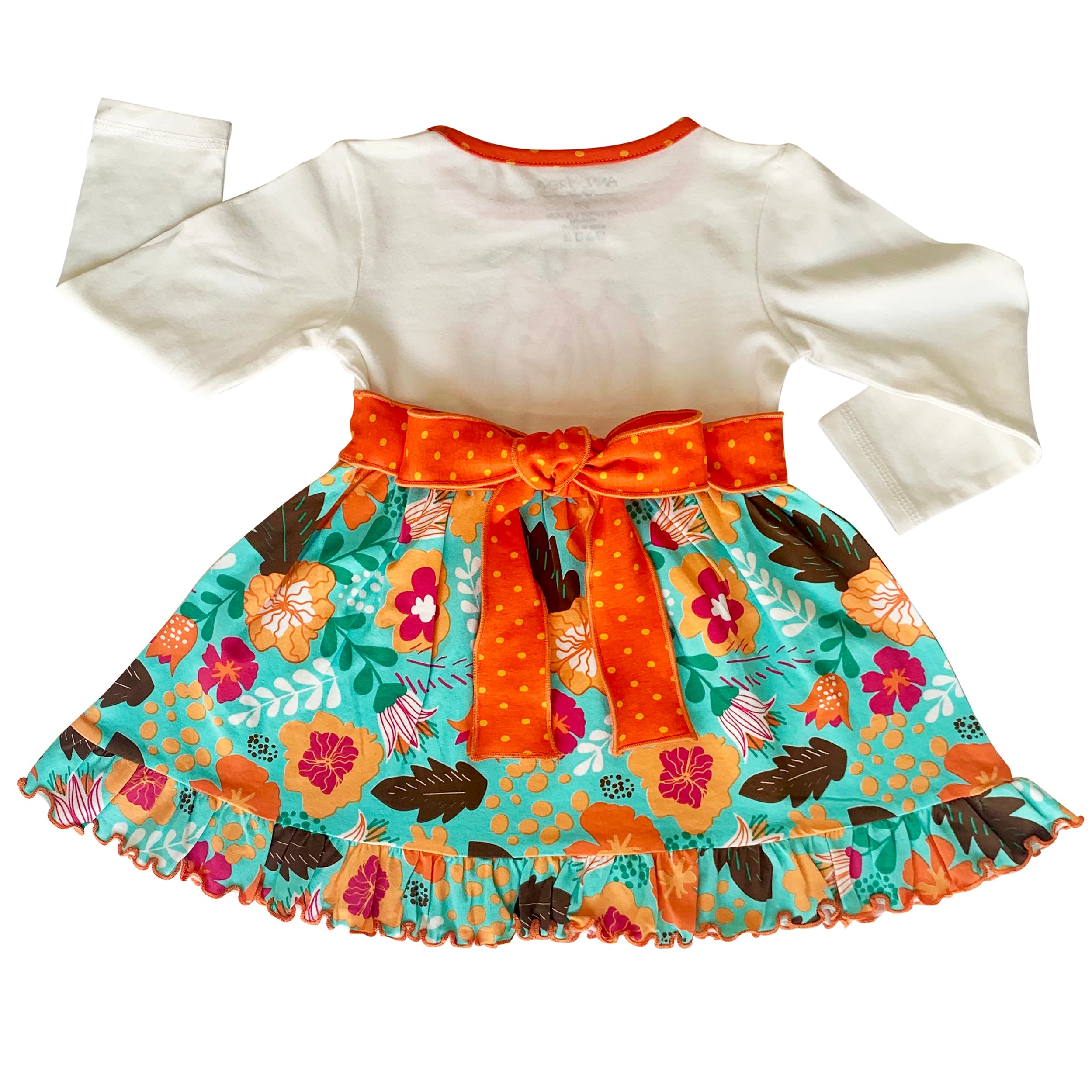 Little and Big Girls Vibrant Autumn Floral Pumpkin Thanksgiving Dress & Leggings