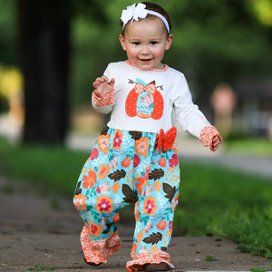 Baby Toddler Girls Thanksgiving Autumn Orange Pumpkin Romper