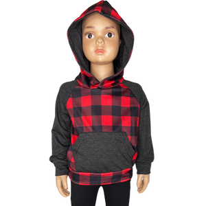 Unisex Red & Black Plaid Pullover Hoodie Jacket-4