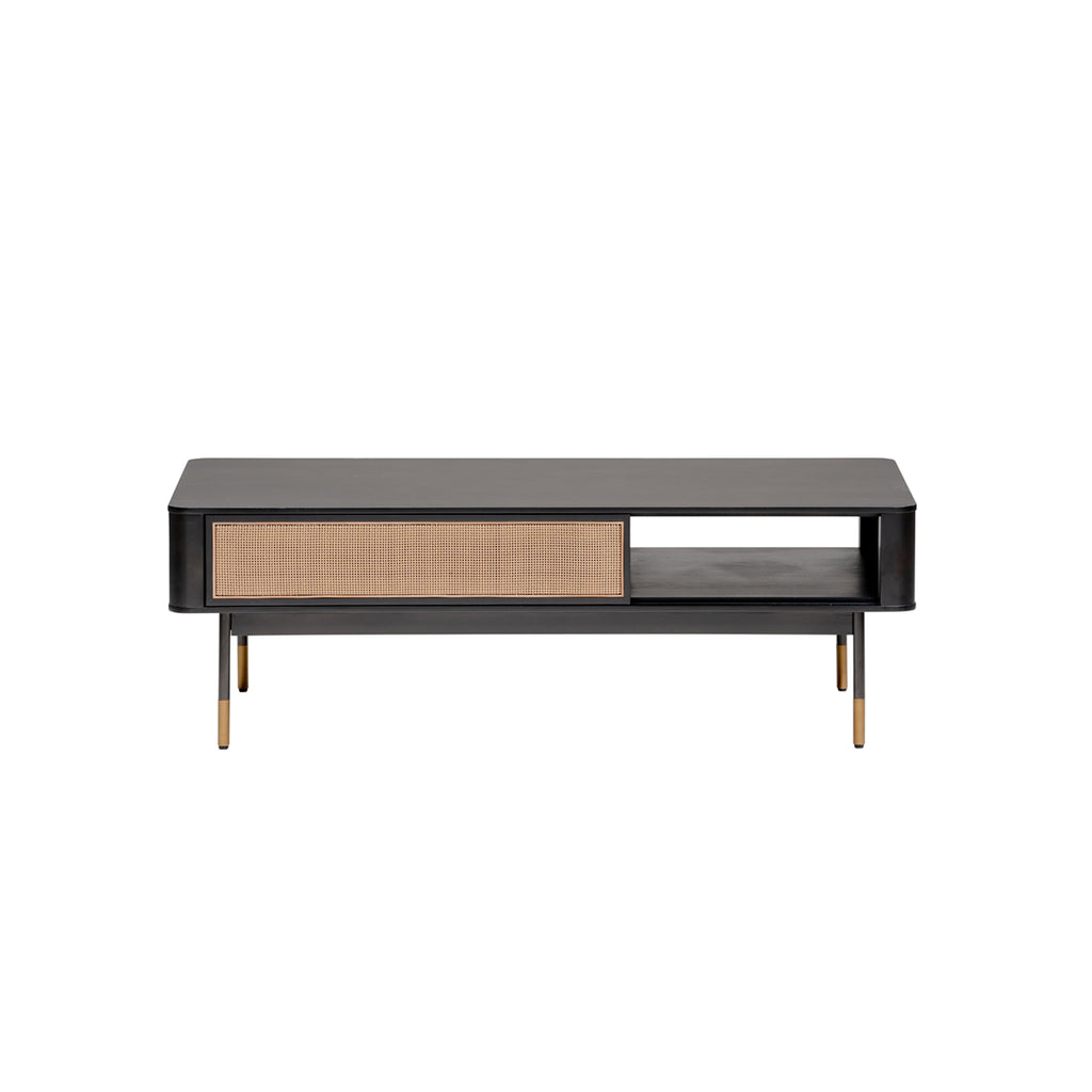 Modern Black And Wicker Coffee Table With Storage - 99fab 