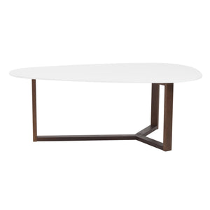 47.64" X 27.56" X 14.97" Coffee Table In Matte White With Dark Walnut Base