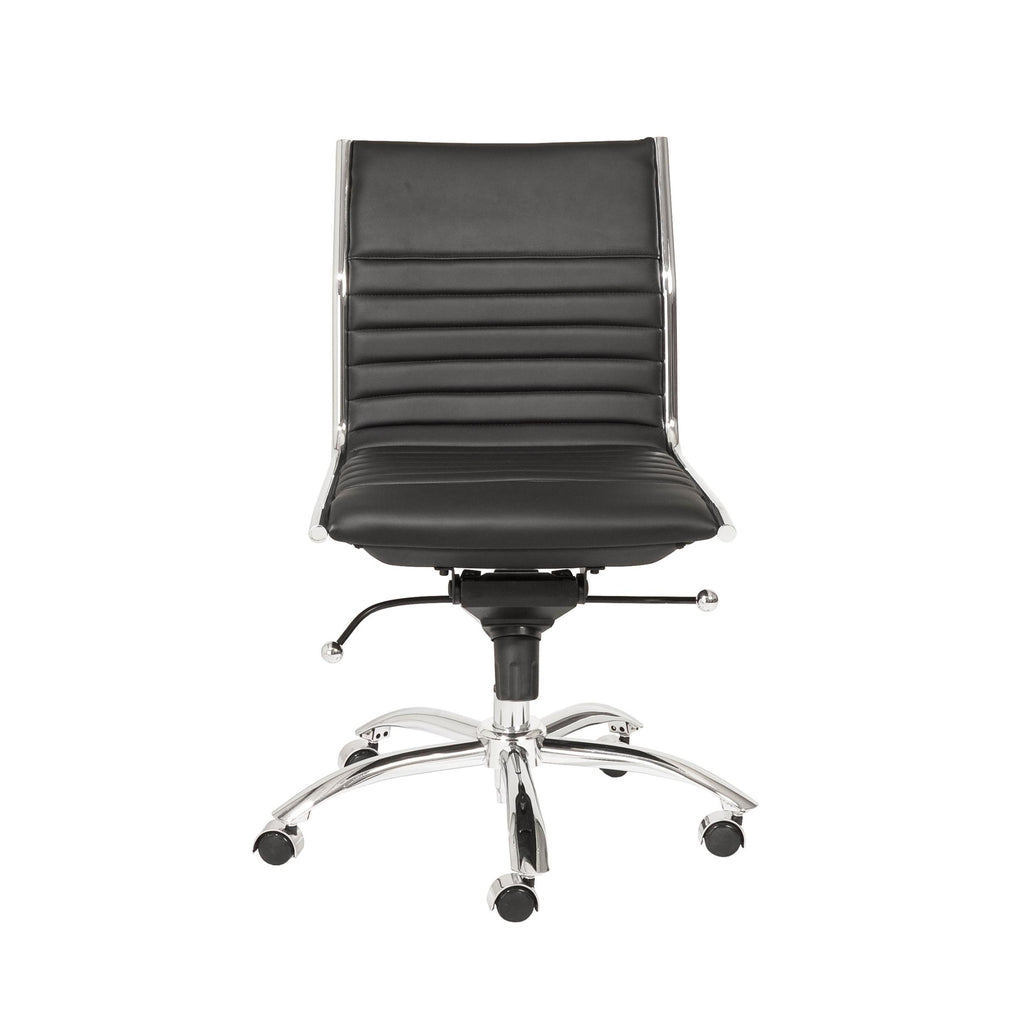 Black Faux Leather Seat Swivel Adjustable Task Chair Leather Back Steel Frame - 99fab 