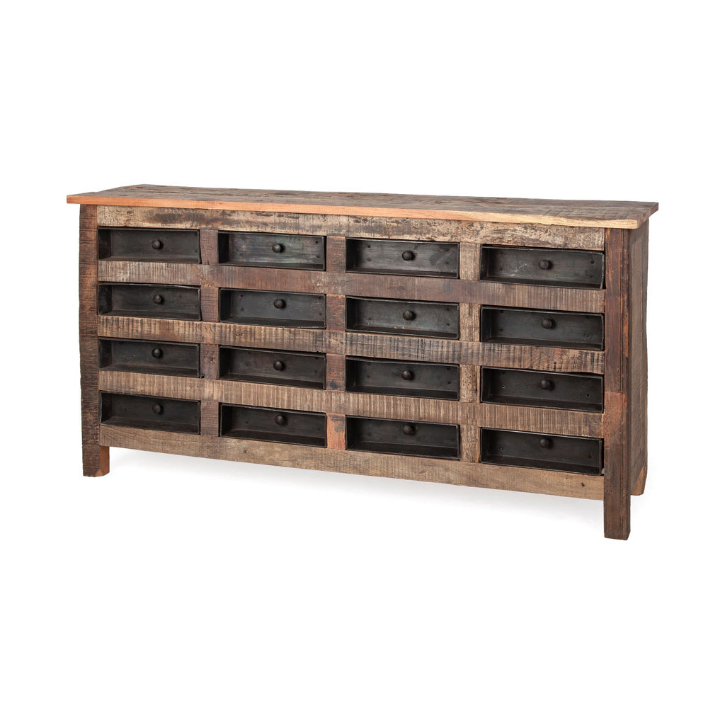 Brown Reclaimed Hardwood Sideboard With 16 Pull Out Drawers - 99fab 