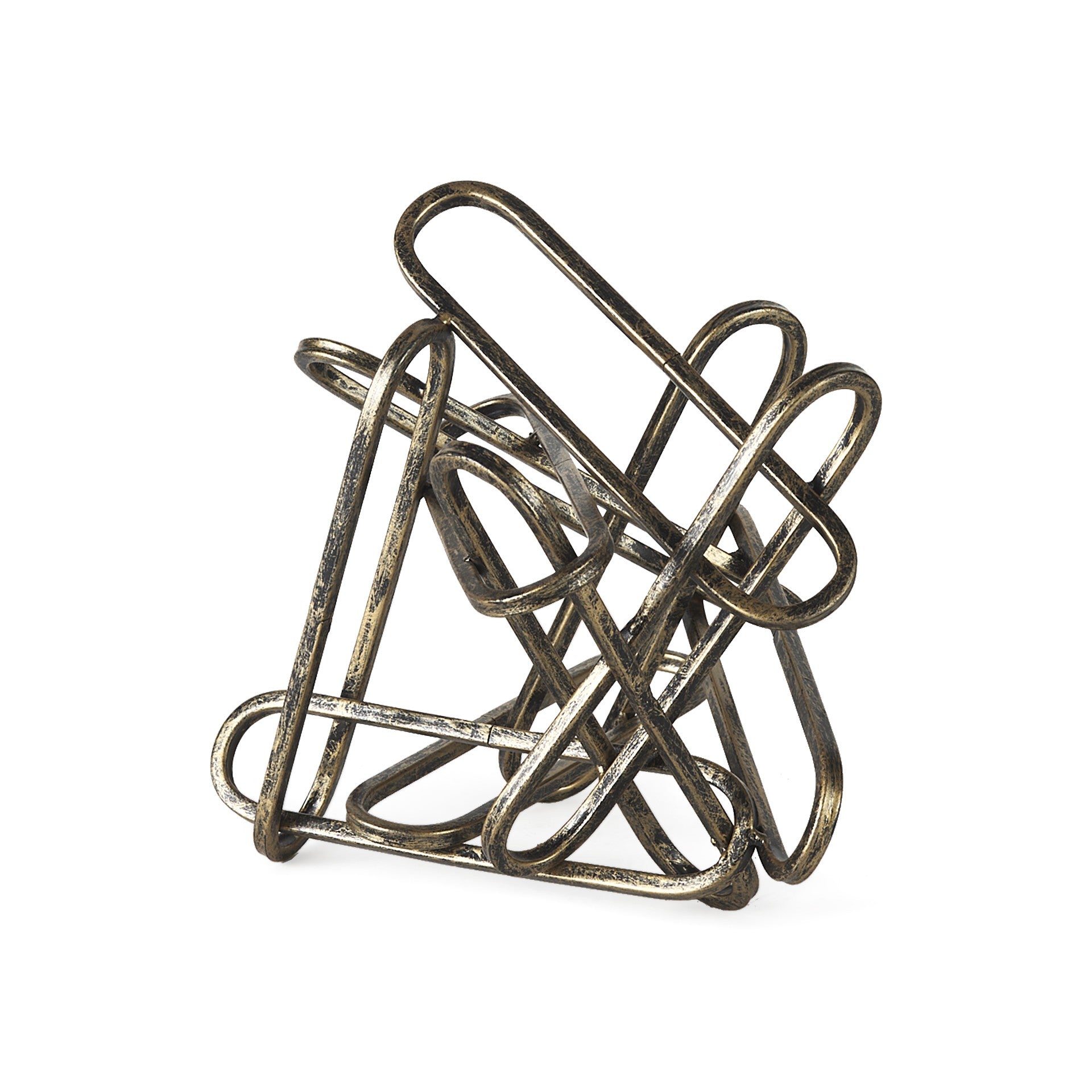 Brushed Gold and Black Abstract Paperclip Sculpture