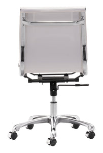 White Faux Leather Armless Executive Rolling Office Chair