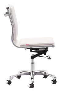 White Faux Leather Armless Executive Rolling Office Chair