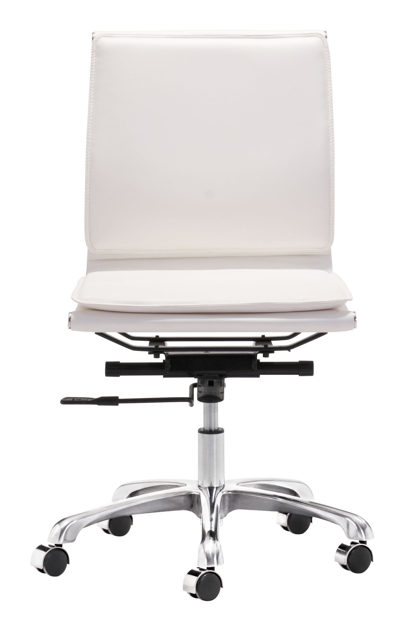 White Faux Leather Armless Executive Rolling Office Chair