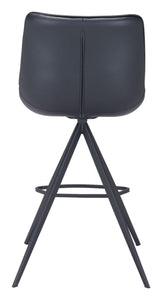 Set of Two Black on Black Faux Leather Triangle Base Counter Chairs