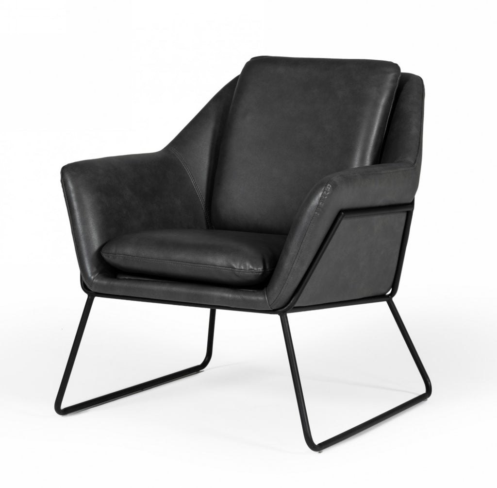 Industrial Grey Faux Leather And Black Accent Chair - 99fab 