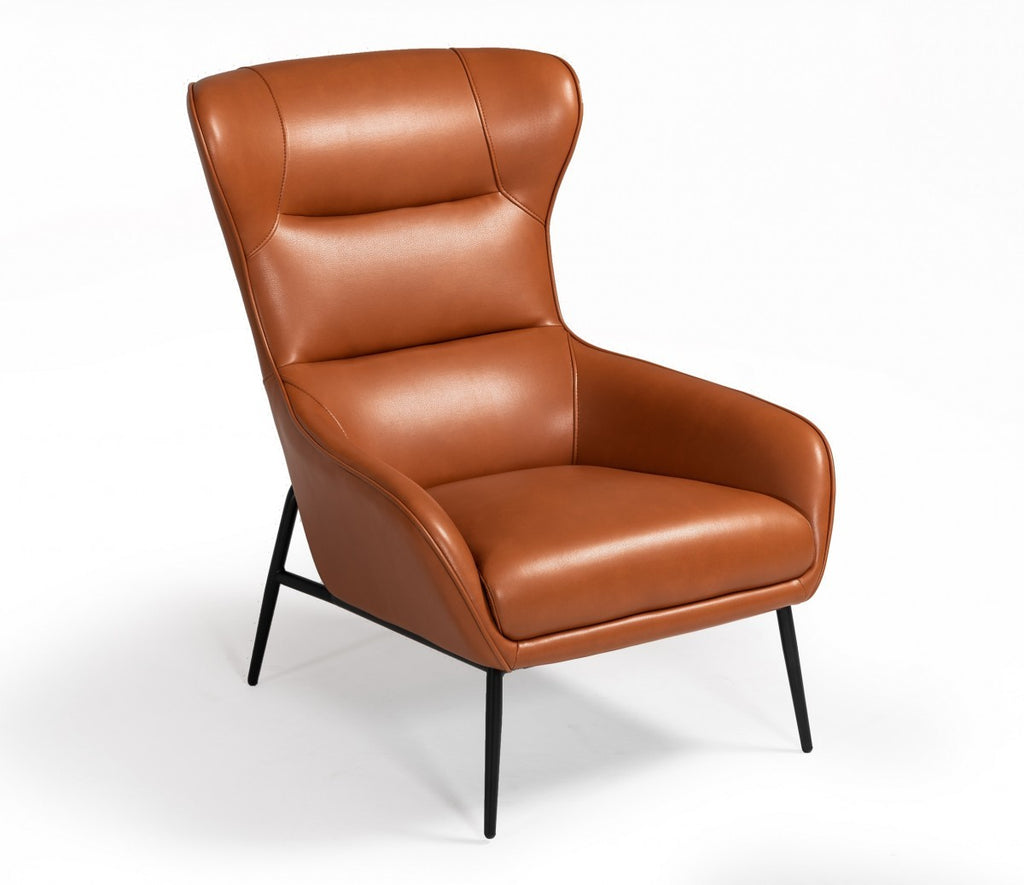 Industrial Orange Leather And Metal Lounge Chair - 99fab 