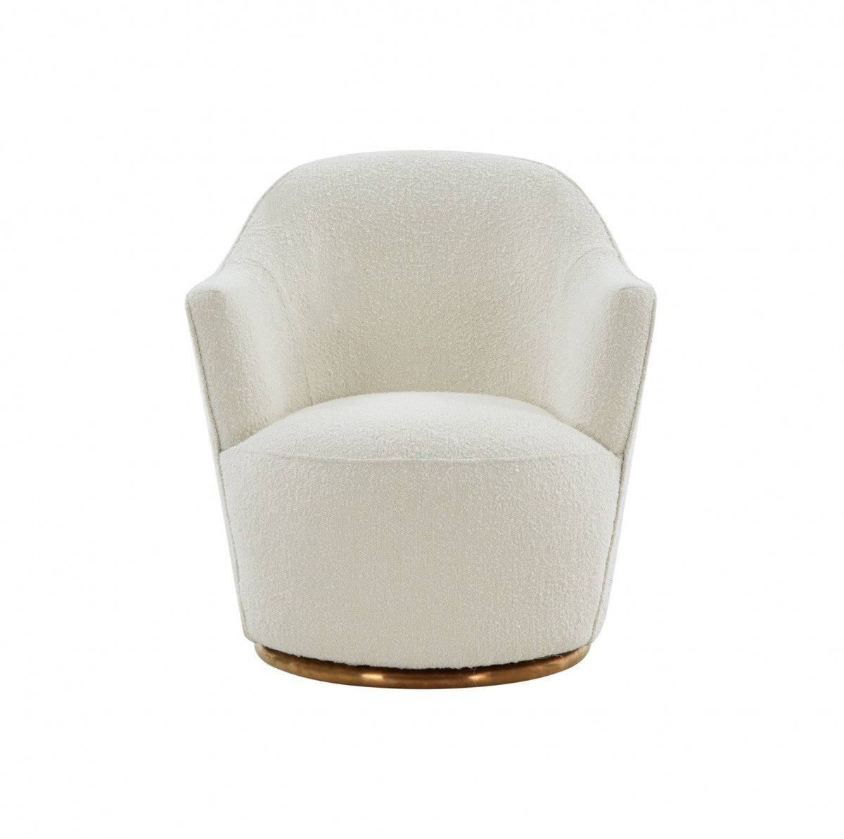 Stylish Sherpa And Gold Metal Swivel Chair