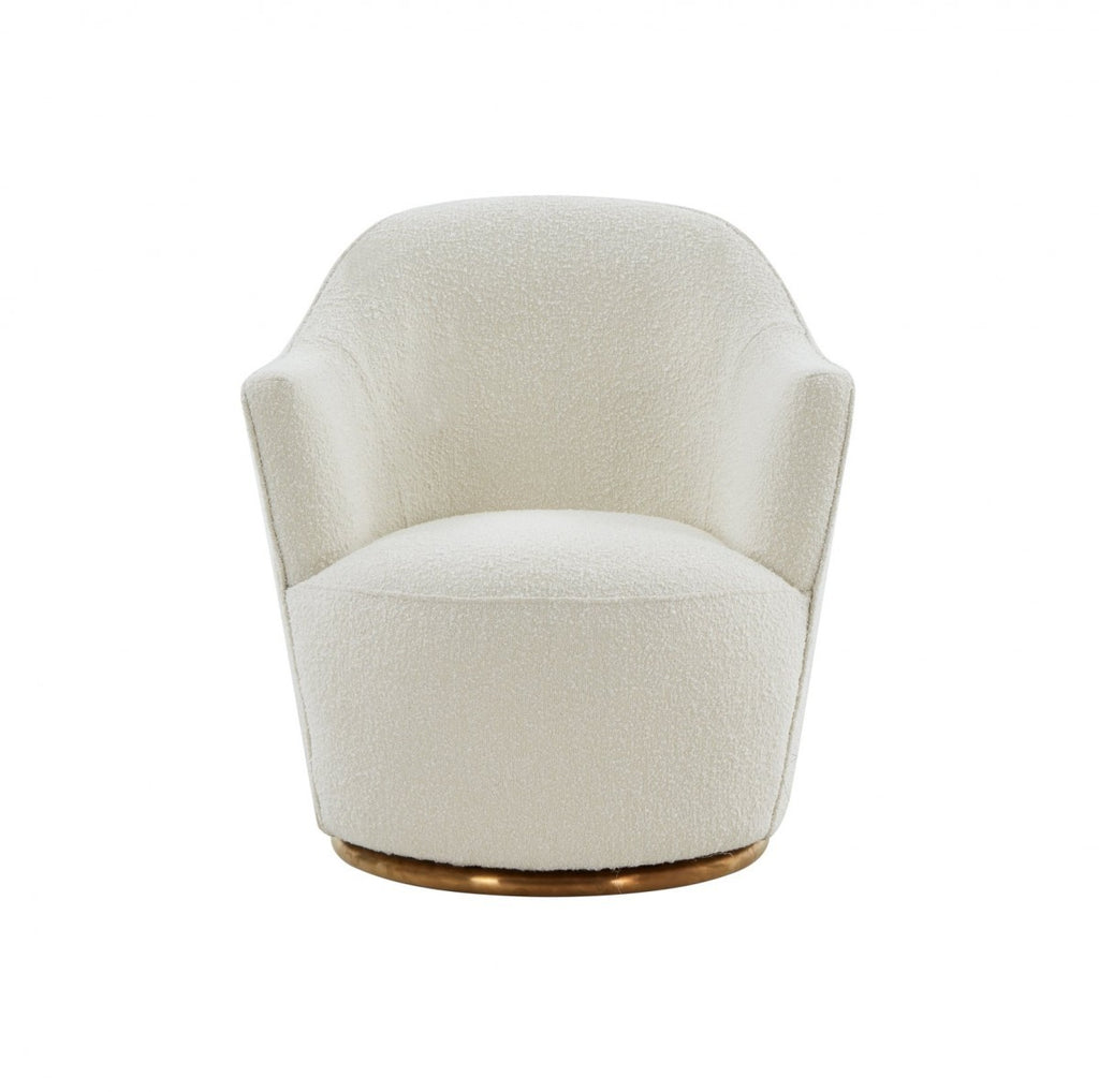 Stylish Sherpa And Gold Metal Swivel Chair - 99fab 