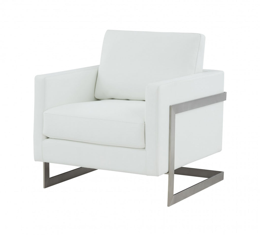 Stylish White and Black Faux Leather Accent Chair - 99fab 