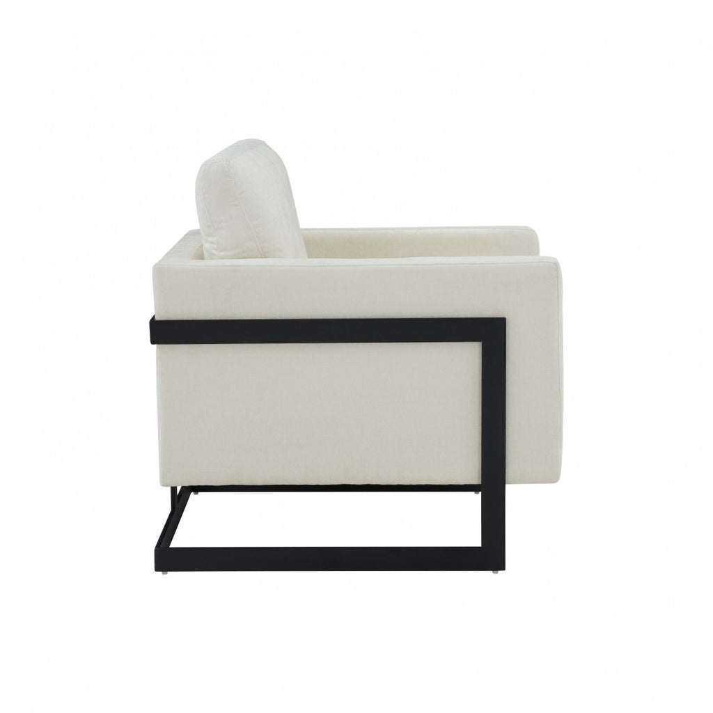 Stylish Cream and Black Fabric Accent Chair - 99fab 