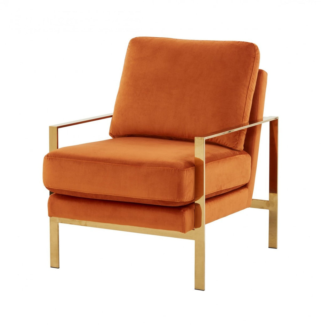 Stylish Orange And Gold Accent Chair - 99fab 