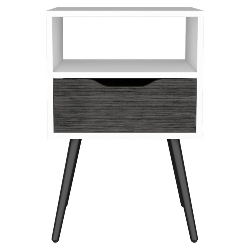 Modern Smokey Oak and White Bedroom Nightstand - 99fab 