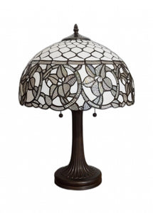 24" Stained Glass Two Light Flowery Accent Table Lamp