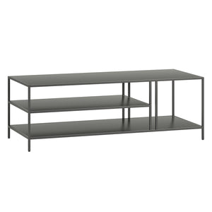 48" Gray Steel Rectangular Coffee Table With Two Shelves