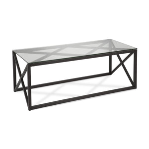 46" Black Glass Rectangular Coffee Table