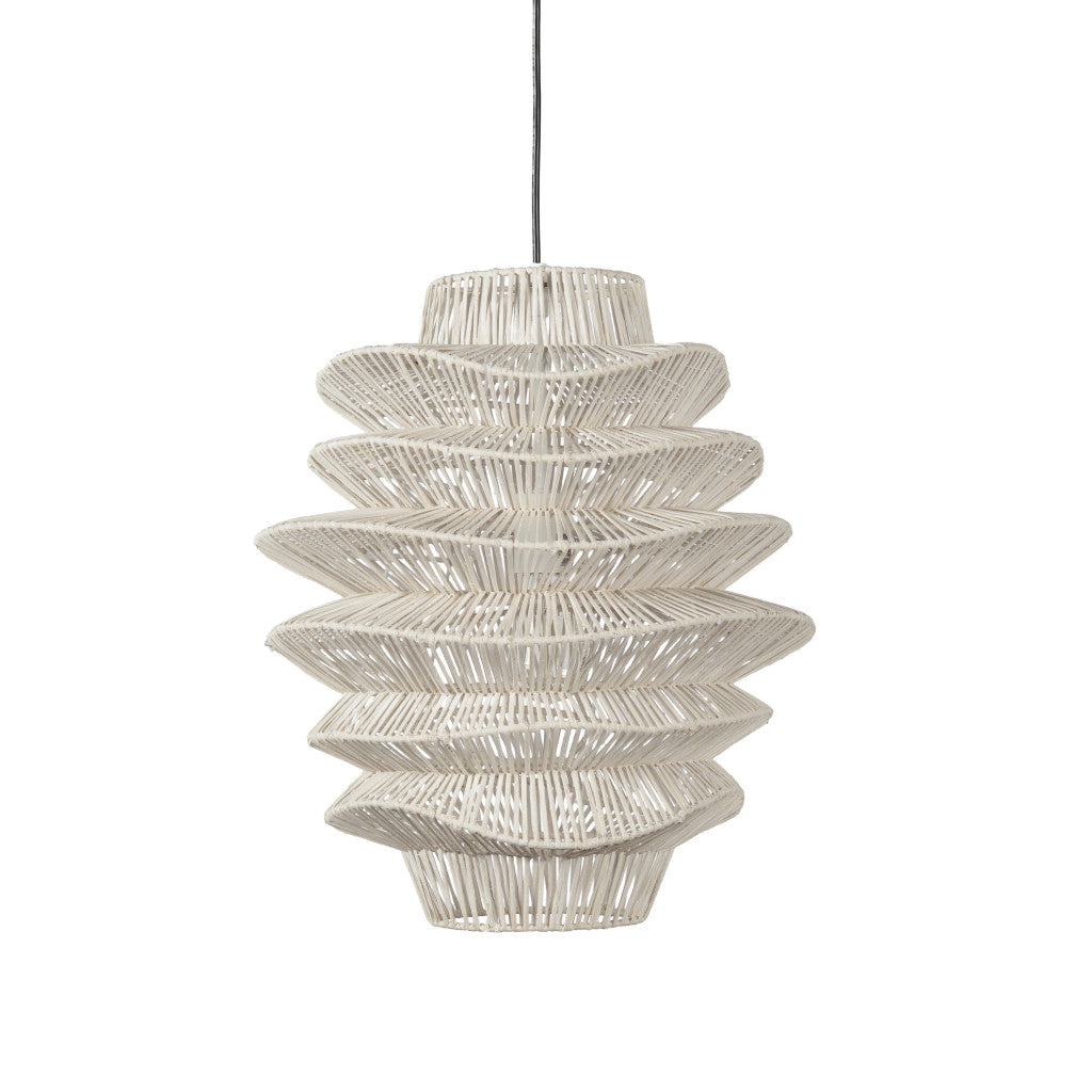 Single Rattan Dimmable Ceiling Light With White Shades - 99fab 