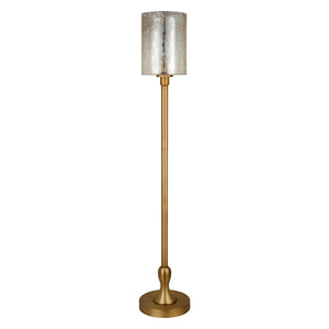 68" Brass Torchiere Floor Lamp With Clear Transparent Glass Drum Shade