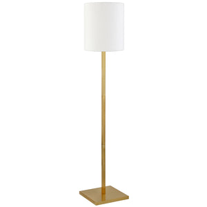 62" Brass Traditional Shaped Floor Lamp With White Frosted Glass Drum Shade