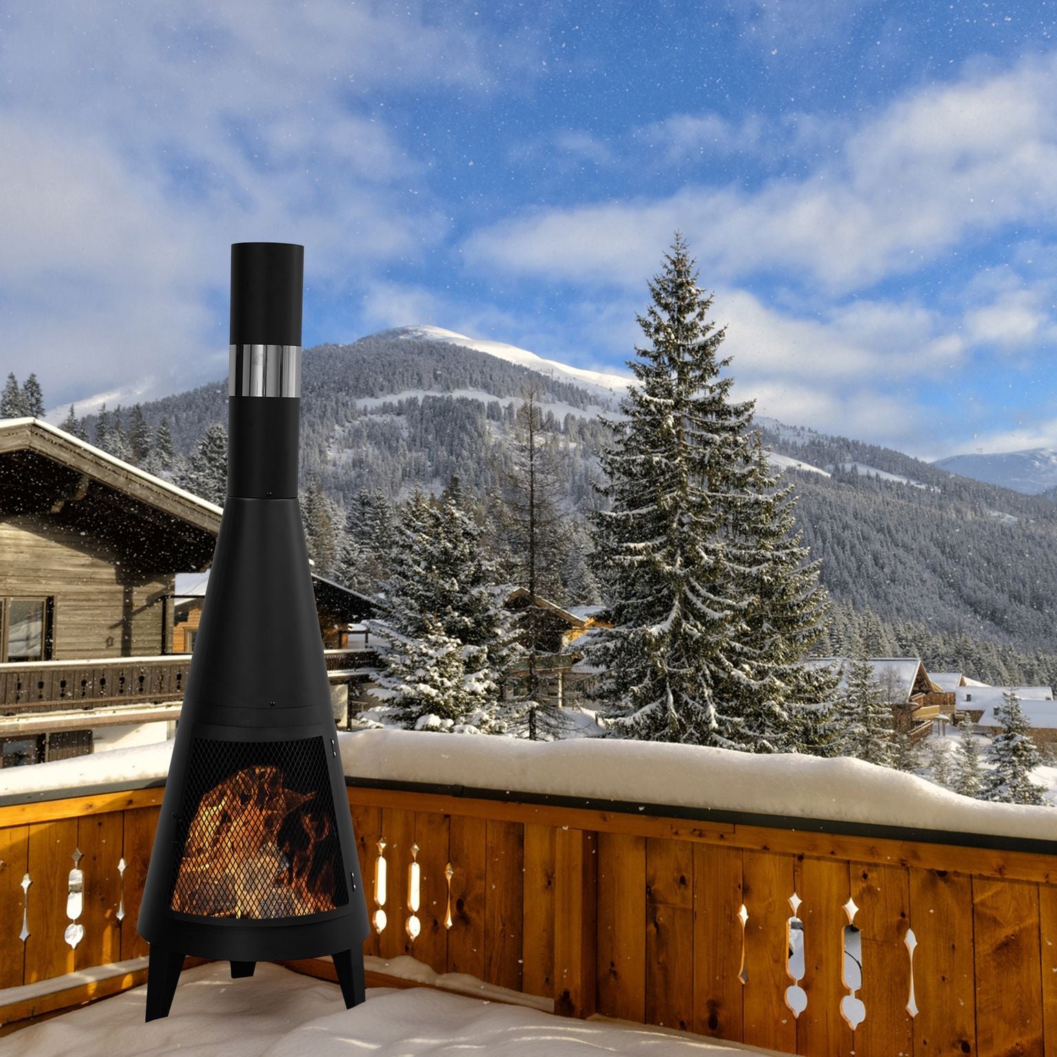 Outdoor Chiminea Fireplace Iron Fire Pit