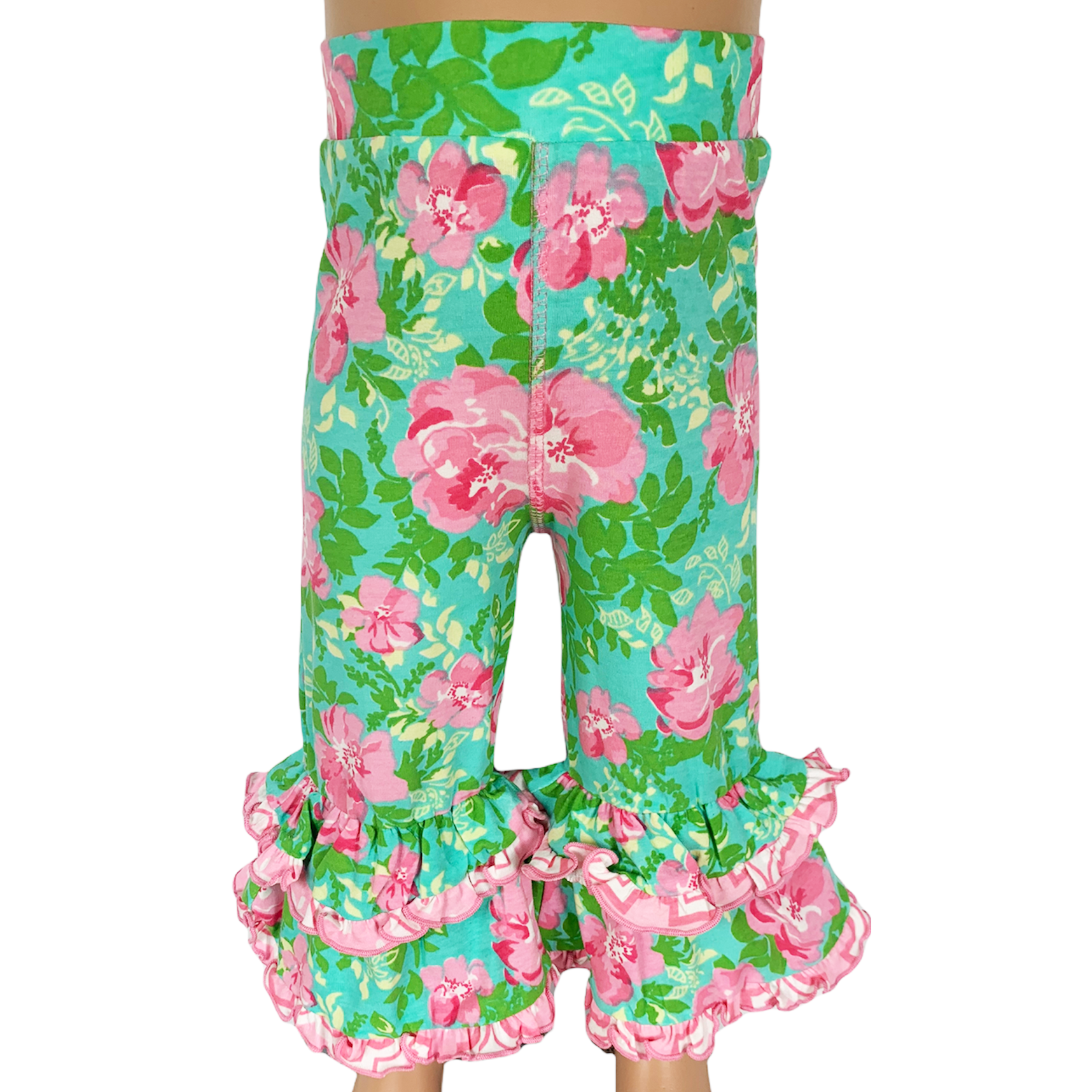 Big Little Girls Easter Bunny Tunic Spring Floral Ruffle Capri Pants Outfit