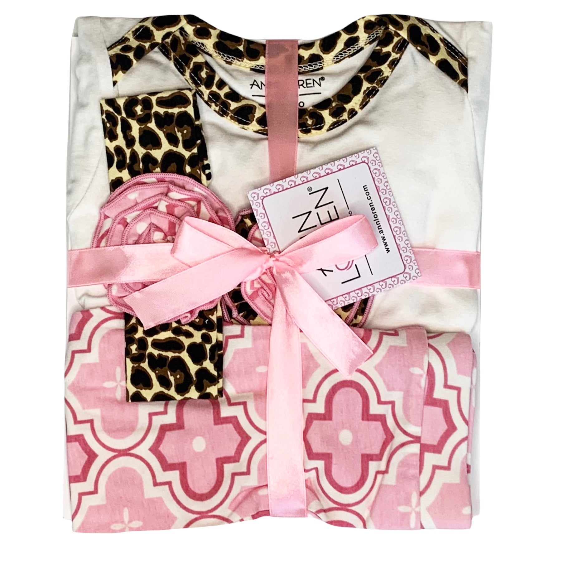 Baby Girls Layette Pink Leopard Onesie Pants Headband 3pc Gift Set Clothing