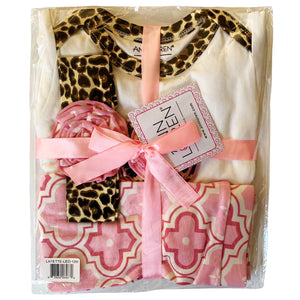 Baby Girls Layette Pink Leopard Onesie Pants Headband 3pc Gift Set Clothing