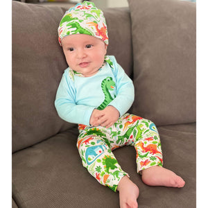 Baby Layette Boys Dinosaur Long Sleeve Onesie Pants Cap 3pc Gift Set