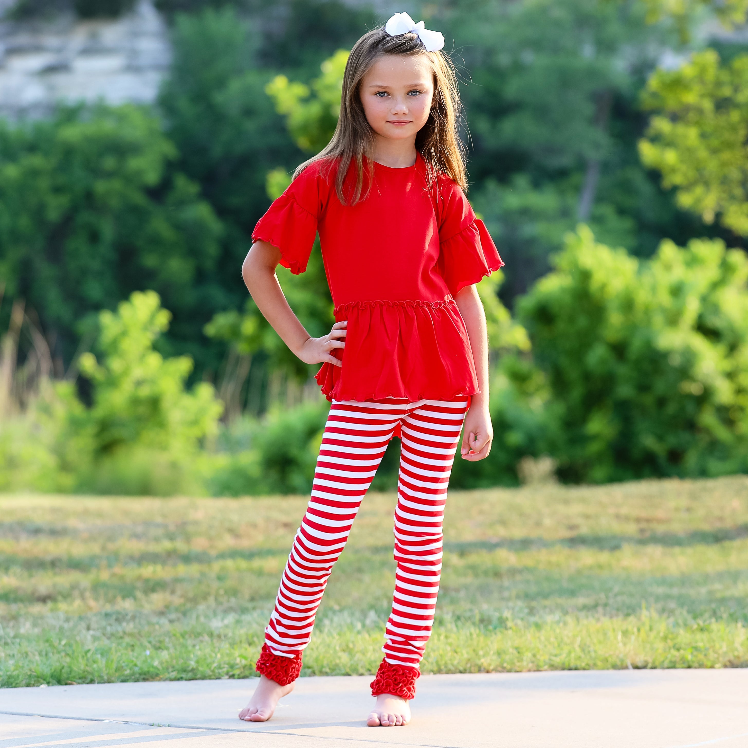 Baby Toddler Big Girls Boutique Red Ruffle Butt Leggings