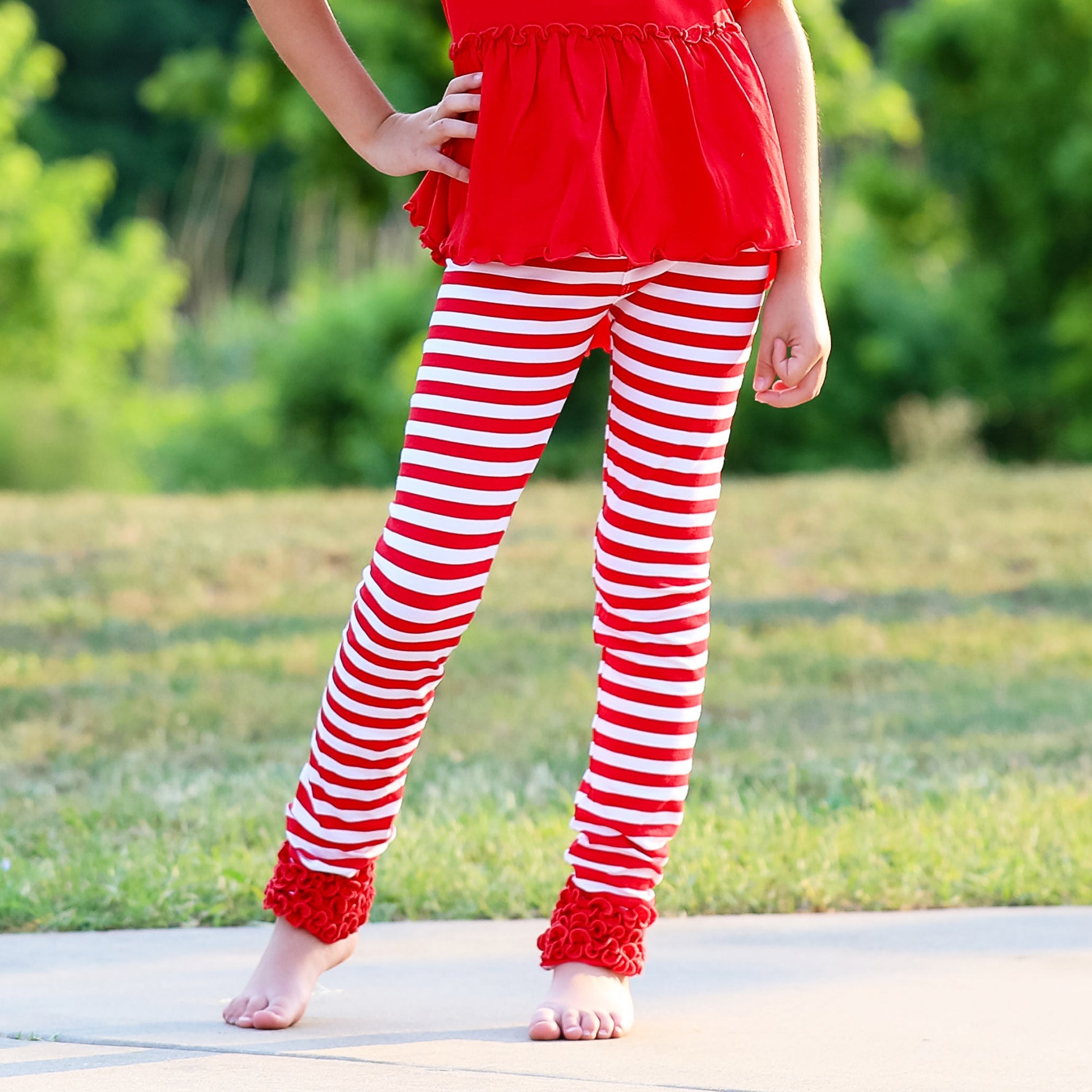 Baby Toddler Big Girls Boutique Red Ruffle Butt Leggings