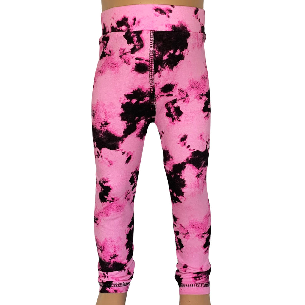 Baby Toddler Big Girls Boutique Black and Pink Tie Dye Leggings - 99fab 