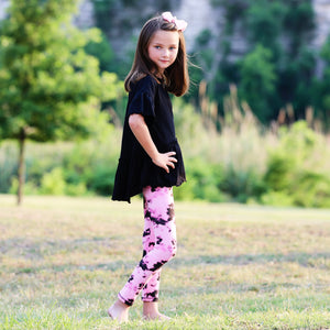 Baby Toddler Big Girls Boutique Black and Pink Tie Dye Leggings