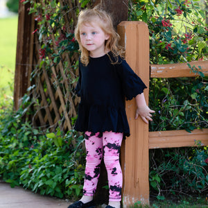 Baby Toddler Big Girls Boutique Black and Pink Tie Dye Leggings