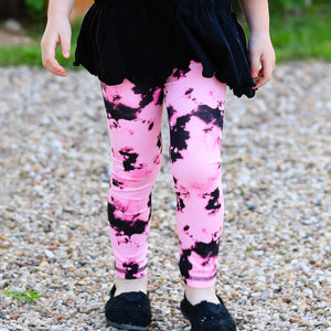 Baby Toddler Big Girls Boutique Black and Pink Tie Dye Leggings