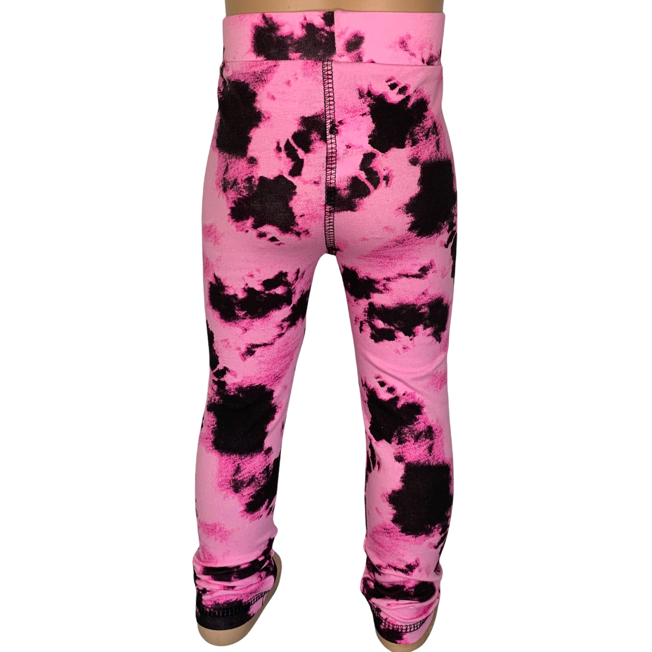 Baby Toddler Big Girls Boutique Black and Pink Tie Dye Leggings