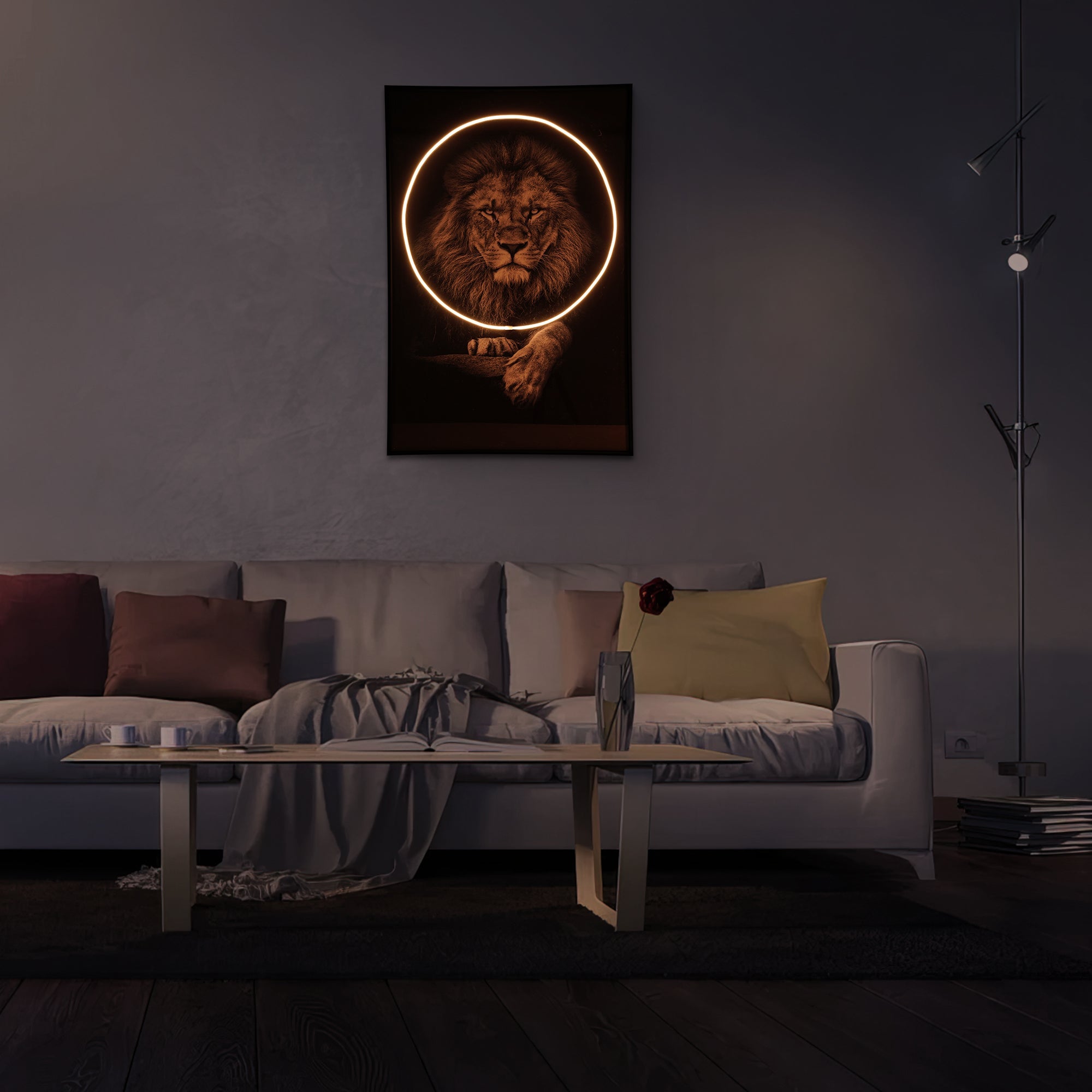 Lion Wall Art with LED Lights