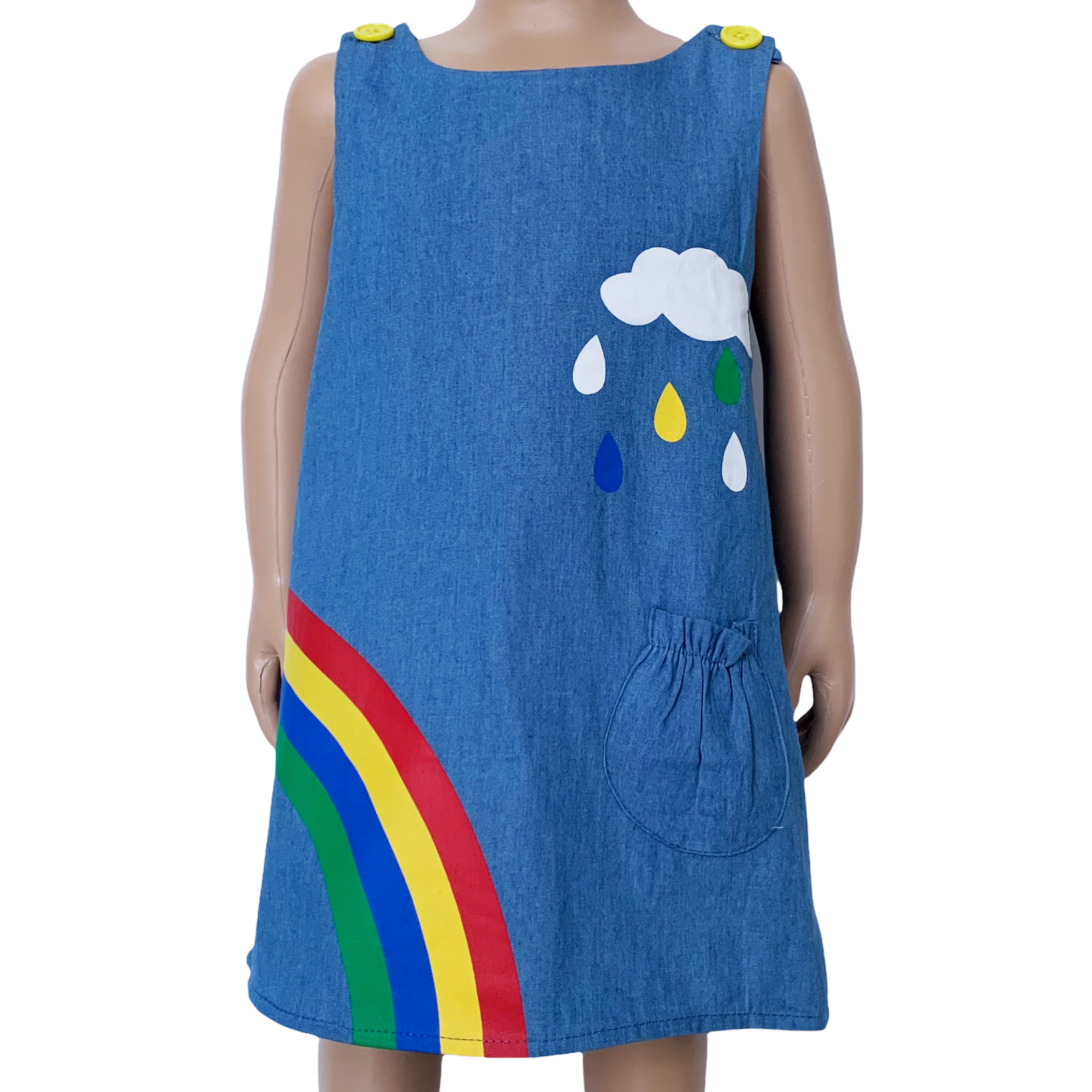 AL Limited Girls Blue Chambray Rainbow Coverall Dress