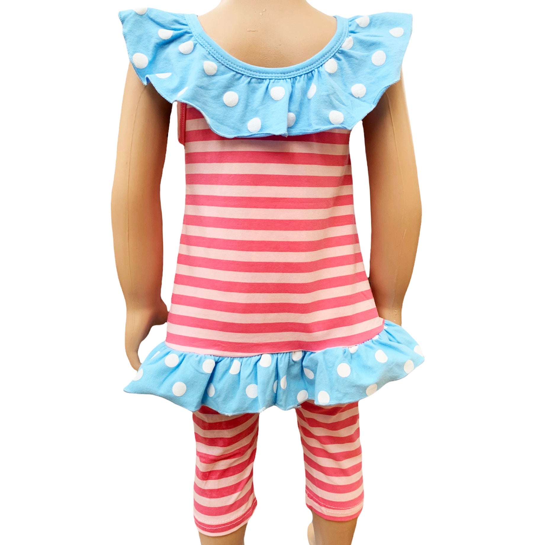 AL Limited Girls Pink Swan Princess Striped Tunic and Capri Leggings Outfit