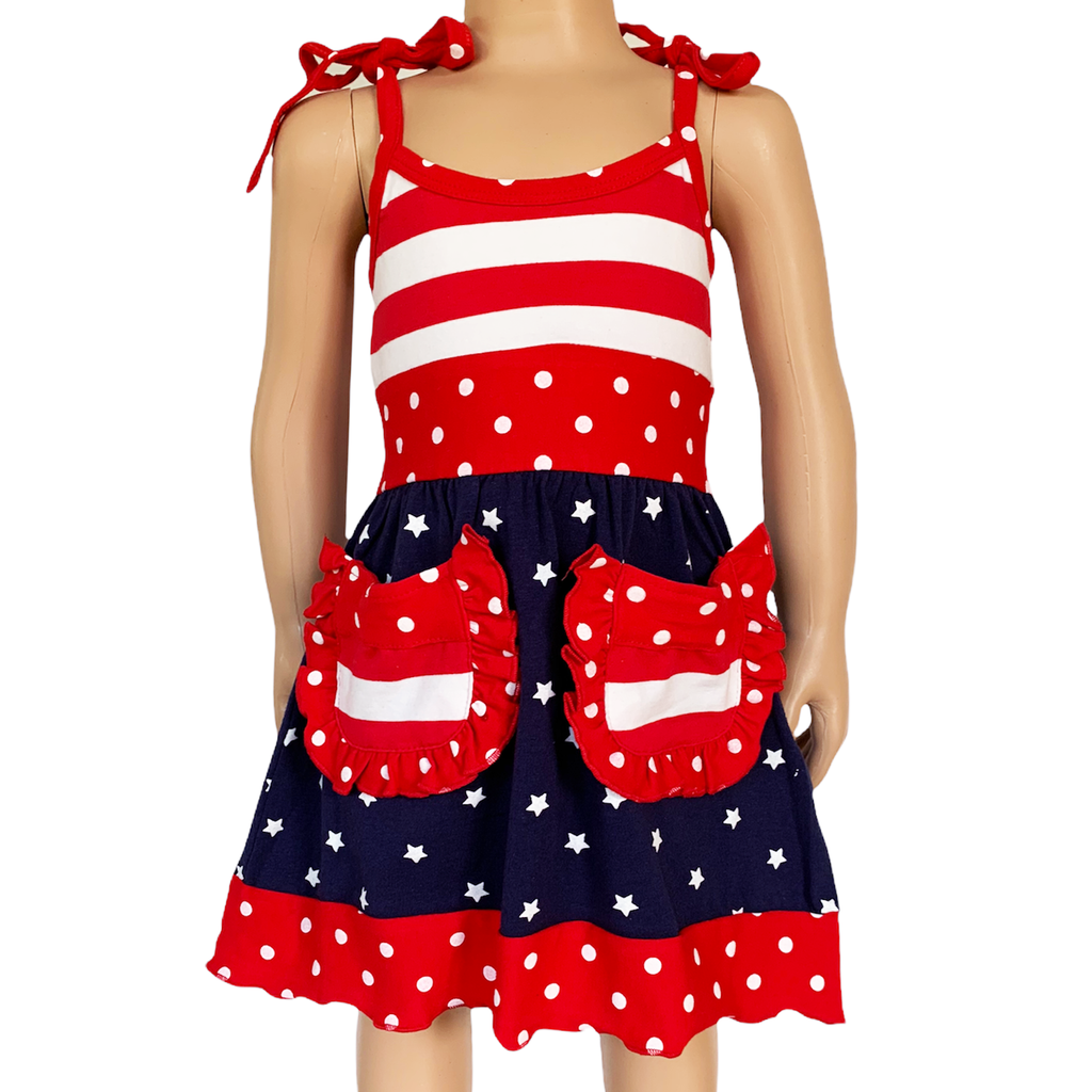 AL Limited Girls 4th of July Patriotic Red White and Blue Dress - 99fab 