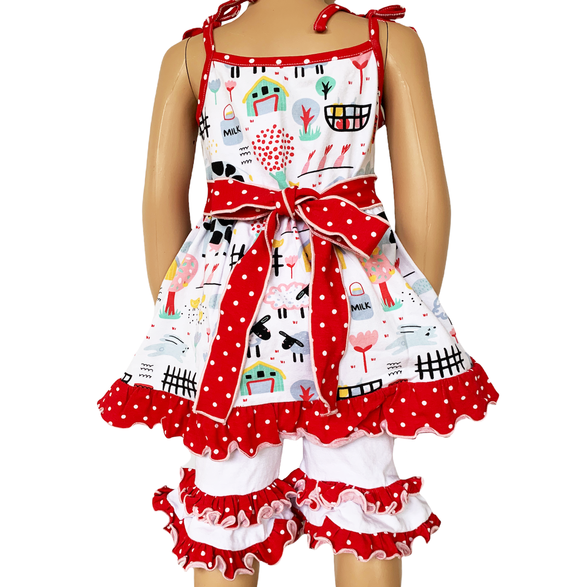 Little & Big Girls Farm Animals Dress and Capri Ruffle Leggings Outfit