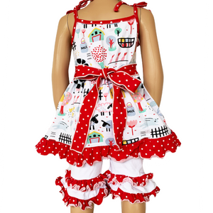 Little & Big Girls Farm Animals Dress and Capri Ruffle Leggings Outfit