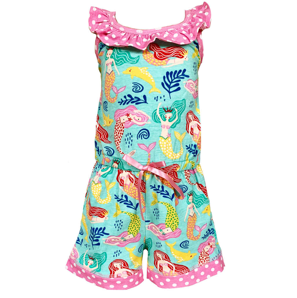 Girls Boutique Nautical Mermaid Jumpsuit Spring Summer Romper - 99fab 
