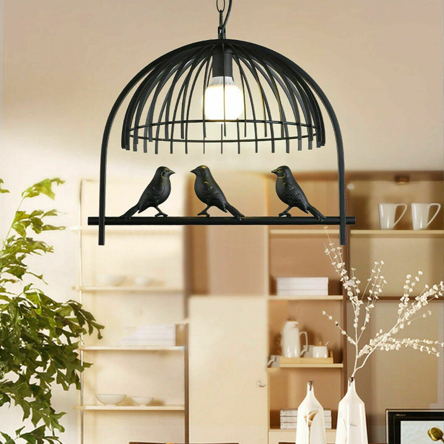 Modern Retro Industrial Bird Cage Hanging Pendant Light E26