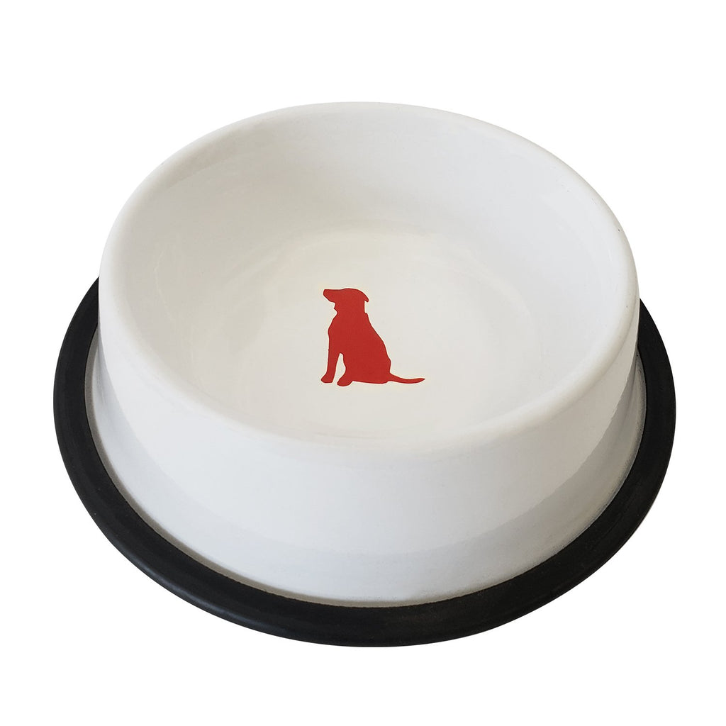 Non Skid White Bowl With Red Dog Design 24 oz - 99fab 