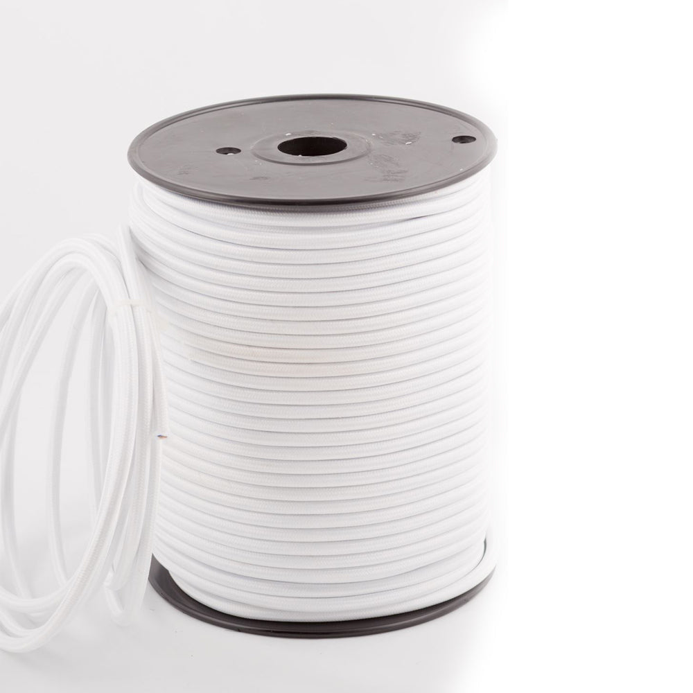 3-Core Electric Round Cable with White Color fabric finish~1354-2