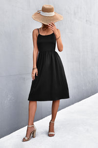 Adjustable Spaghetti Strap Knee-Length Dress