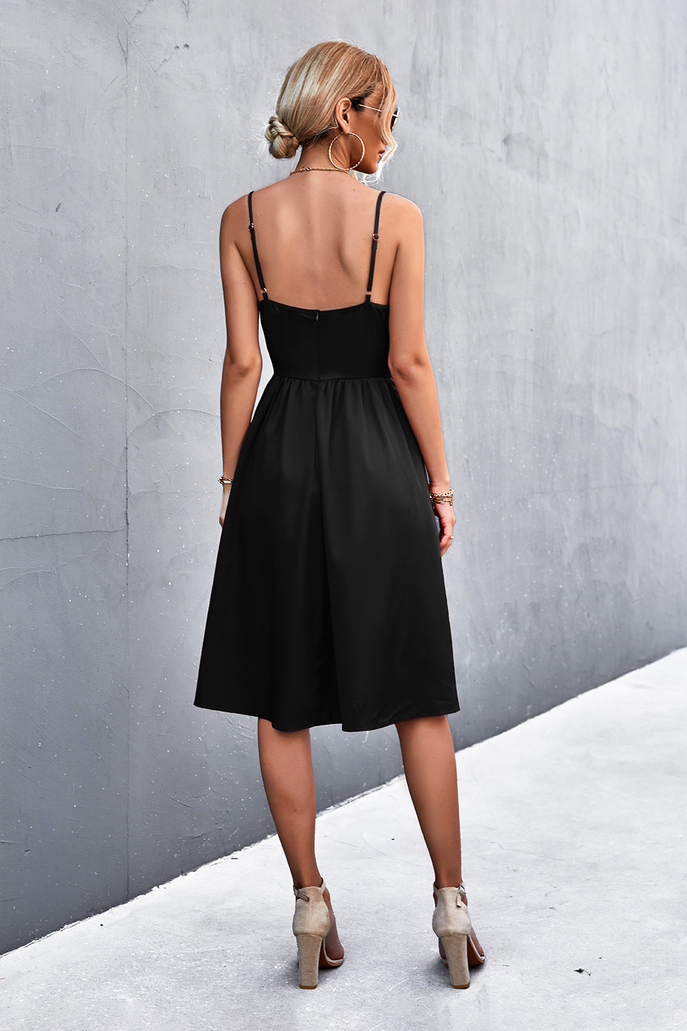 Adjustable Spaghetti Strap Knee-Length Dress